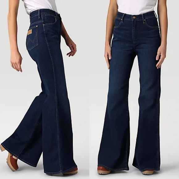 Free People Denim - Free People Wrangler Wanderer Indigood High Rise Button-Fly Bell Bottom Jeans 27